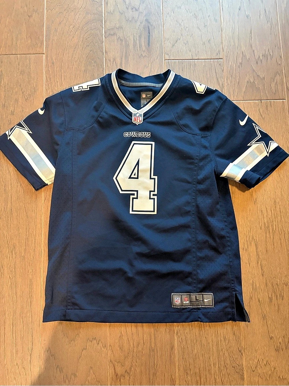 NFL Dak Prescott #4 jersey Blue & White Athletic Jersey Size L